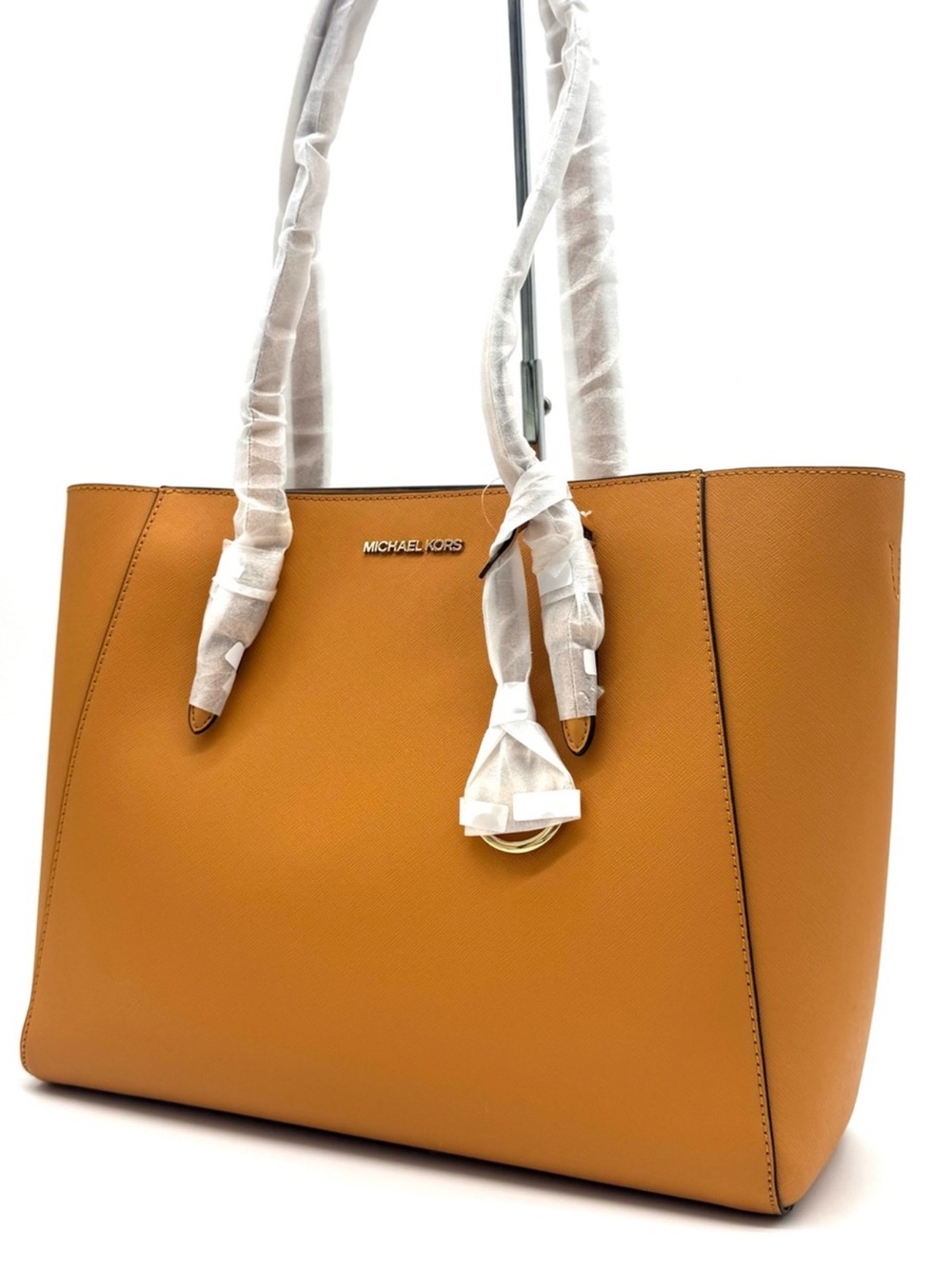 Michael Kors Charlotte LG Tote Bag 3 IN 1 Leather Shoulder Bag Cider